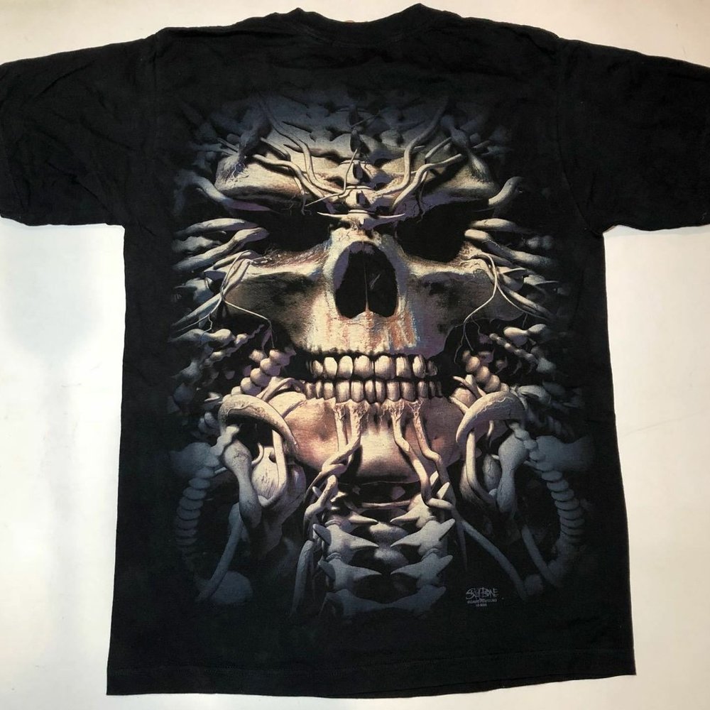 Mountain Skull Bones Skeleton Gothic Spooky Scary Punisher Black T-Shirt XL-2X